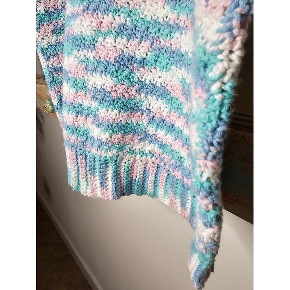 Vintage Crochet Lattice Split Collared Short Sleeve Sweater size Medium - Picture 5 of 8